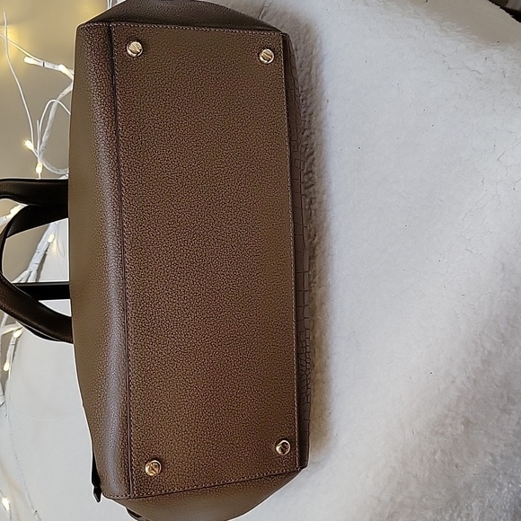 EUC Henri Bendel Olive Brown Croc Embossed & Pebbled Leather Large Satchel Bag - Picture 6 of 6